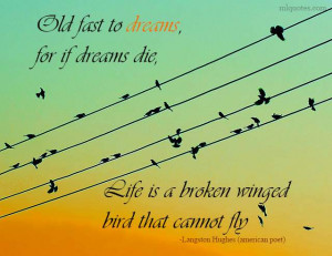 fly hold fast to dreams for when dreams go life is a barren field ...