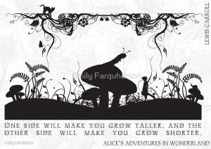Alice's Adventures in Wonderland Black and White Illustrated Quote by ...