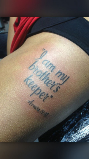 am my brother's keeper. Rib tattoo