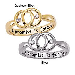 Sterling Silver 'A Promise is Forever' Engraved Diamond Promise Ring