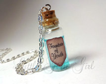 Fountain of Youth - Glass Bottle Co rk Necklace - Potion Vial Charm ...