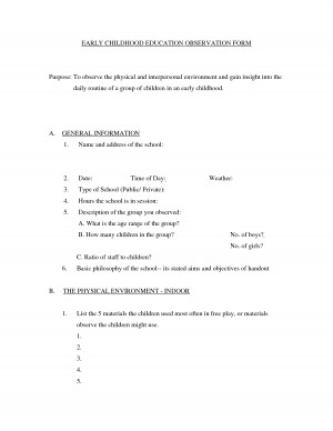 Early Childhood Education Observation Form picture