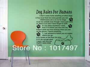 Free shipping amazon hot Dog Rules For Humans Wall Art Quote Decal ...