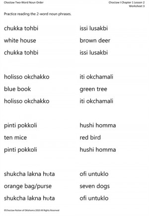 Choctaw Words And Phrases