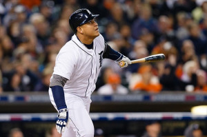 Oct 16, 2012; Detroit, MI, USA; Detroit Tigers third baseman Miguel ...