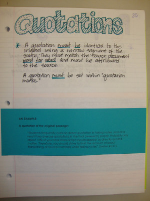 Then we created a page for using quotations in an essay: