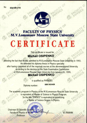 Master Degree Certificate Sample