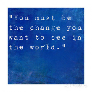 Inspirational Quote By Mahatma Ghandi On Earthy Blue Background Stampa ...