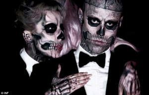 Gruesome look: Rick Genest, also known as Zombie Boy, shot to fame ...