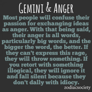Zodiac Society - Gemini & Anger: Smart & Fleeting | via Tumblr