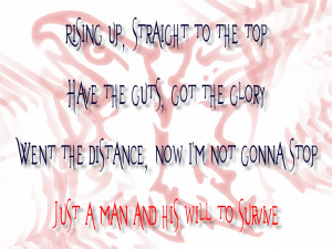 Eye Of The Tiger - Survivor Song Lyric Quote in Text Image