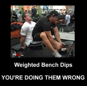Funny fitness pictures- weighted bench dips