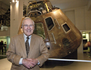 Apollo 8 & 13 astronaut Jim Lovell in front of the Apollo 10 Command ...