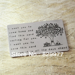 Alloy wallet card,engraved and stamped card Insert,love tree card ...