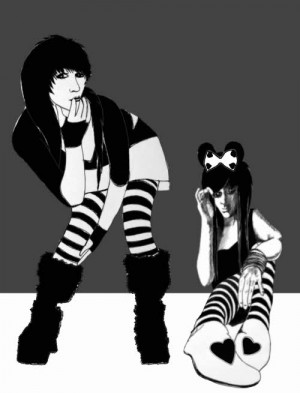 Emo cartoons Drawing Girls
