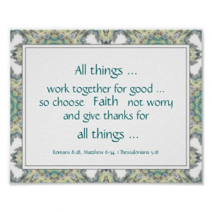 Blue Teal Bible Scripture Encouragement Quotes Poster