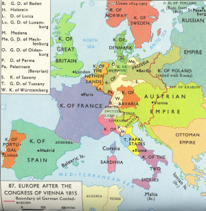 Map Europe 1815 After Congress of Vienna