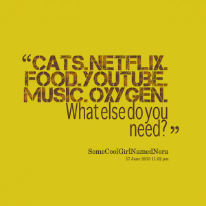 Quotes Picture: cats netflix food youtube music oxygen what else do ...