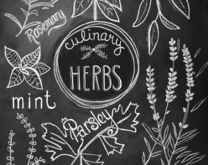 ... Herbs Print - Kitchen Art - Kitchen Chalkboard Art - Chalk Art