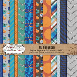Jewish hanukkah digital scrapbook papers