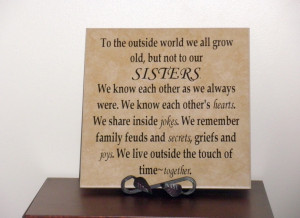 Sisters Quote Decorative Porcelain Tile-12x12. $20.00, via Etsy.