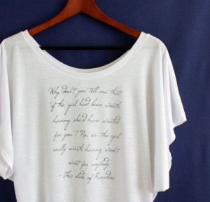 This Side of Paradise Dolman Sleeve Tshirt- Women's White Quote Shirt