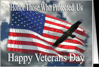 Happy Veterans Day flag and flying eagle card - Product #459346