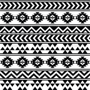 Aztec Tribal Seamless Black and White Pattern - Patterns Decorative
