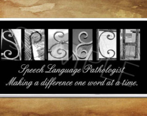 SPEECH Language Pathologist Plaque black & white letter art ...