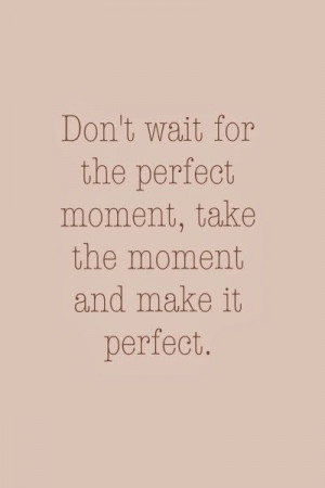 Don't wait for the perfect moment, take the moment and make it perfect ...