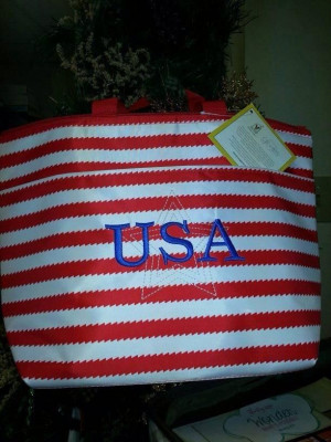 Patriotic personalization on the Ronald McDonald House charities tote.