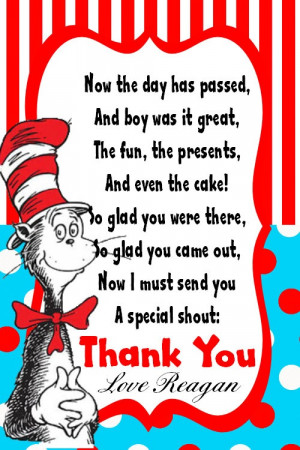 Red & Aqua Thank You Cards Inspired by Dr. Seuss. $25.00, via Etsy.