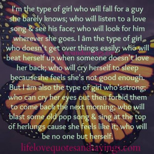 the type of girl who will fall for a guy she barely knows who will ...