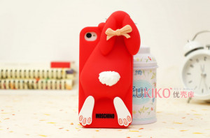 Red Moschino Rabbit Cute 3D Silicone Back Cover Case for Apple Iphone