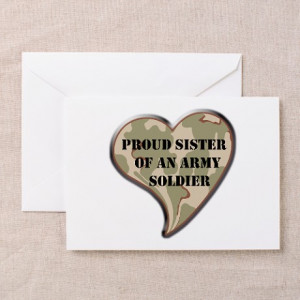 Army Gifts > Army Greeting Cards > Proud Army sister camo heart ...