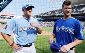 Mike Trout, 20, left, and Bryce Harper, 19, right