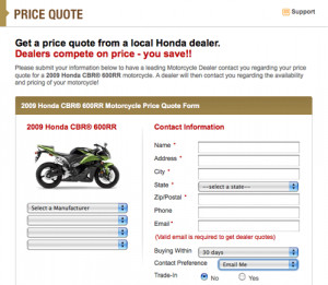 Easy Free Motorcycle Price Quote Directly from Dealers