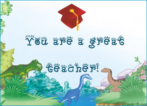 Cute dinosaurs teachers appreciation card.