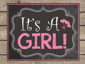 It's A Girl Pregnancy Announcement Chalkboard Sign - Its A Girl ...