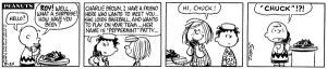 Peppermint Patty calls Charlie Brown 