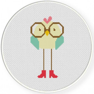 Tall Nerd Chic Cross Stitch Illustration