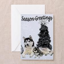 Siberian Husky Winter Scene Greeting Card for