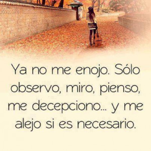 Ya no me enojo. Sólo observo, miro, pienso, me decepciono y me alejo ...
