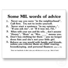 Mother in law words of advice More