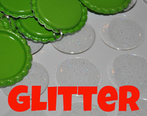 COMBO 50 Green Bottle Cap Pendants AND 50 Glitter epoxies, Flattened ...