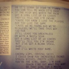 Blank space. Taylor Swift