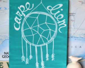 Diem Canvas Painting Teal or Any Color Dream Catcher Trendy Dorm Room ...