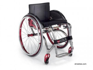 light weight titanium anodised red rim wheelchair
