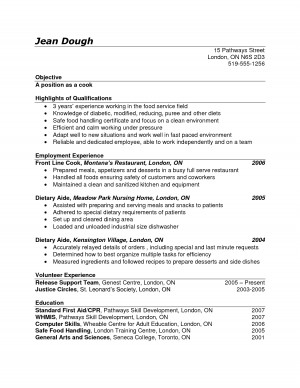 line cook job resume sample