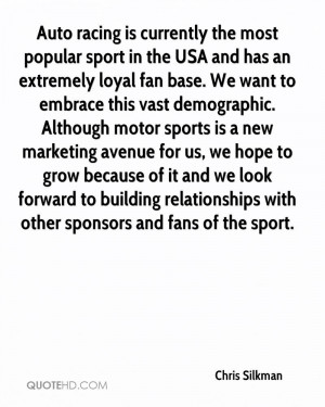 Auto racing is currently the most popular sport in the USA and has an ...
